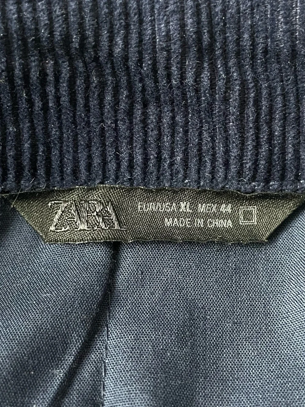 Zara Contrast Collar Fireman Clasp Barn Jacket  XL Blue